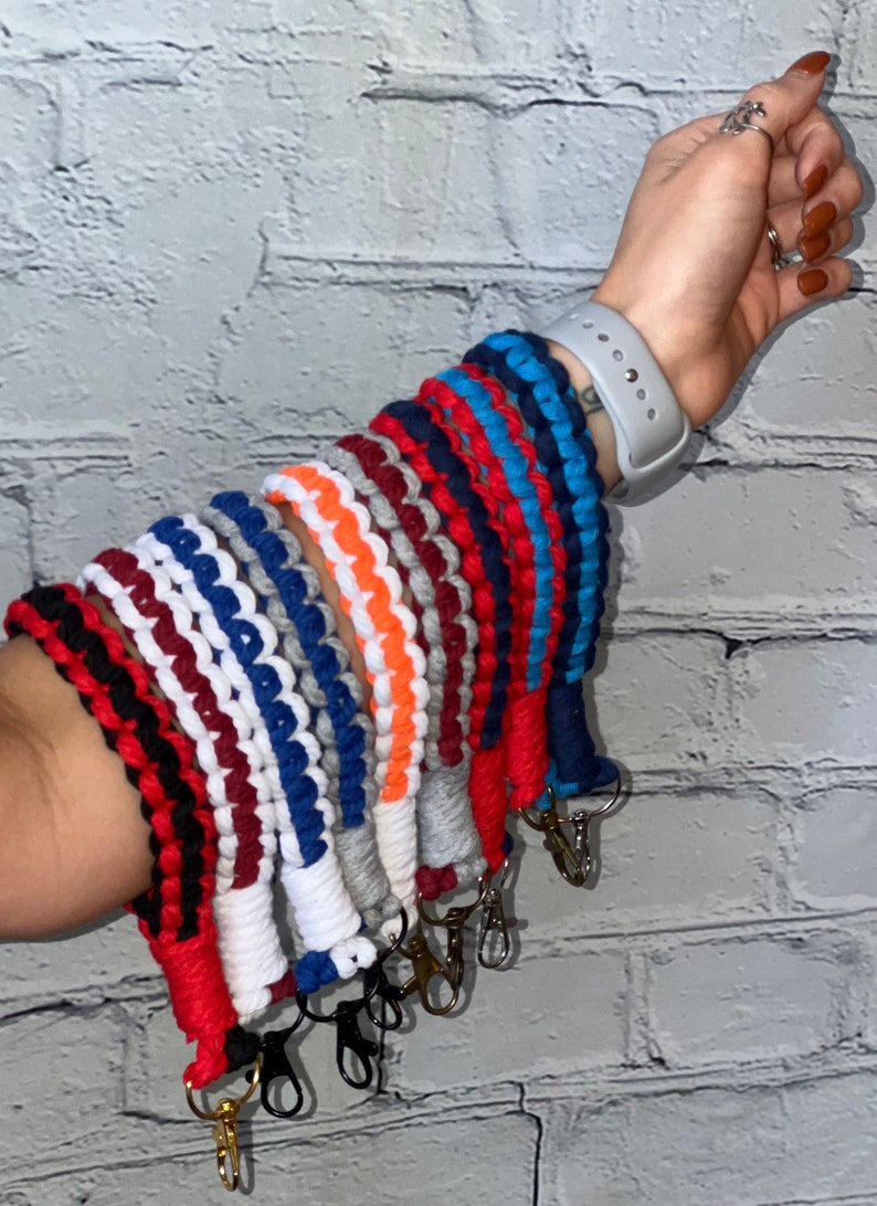 Macrame Sports Keychain Sports Team Wristlet Football Etsy