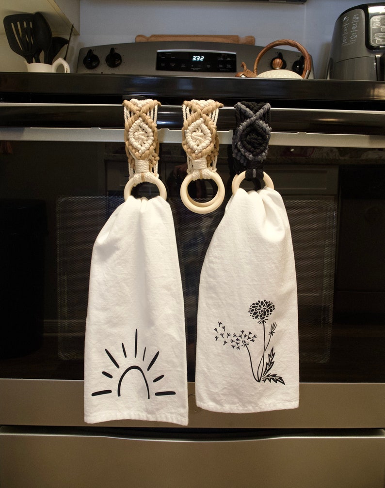 Macrame Towel Holder Kitchen Towel Hanger Tea Towel Holder Etsy