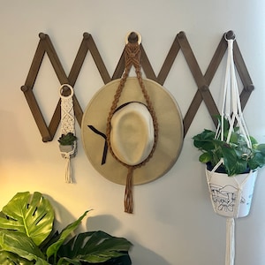 Macrame Hat Hanger | Hat Holder | Boho Hat Hanger | Hat Decor | Boho Decor | Simple | Wall Decor | Gift Idea | Mother&#39;s Day Gift