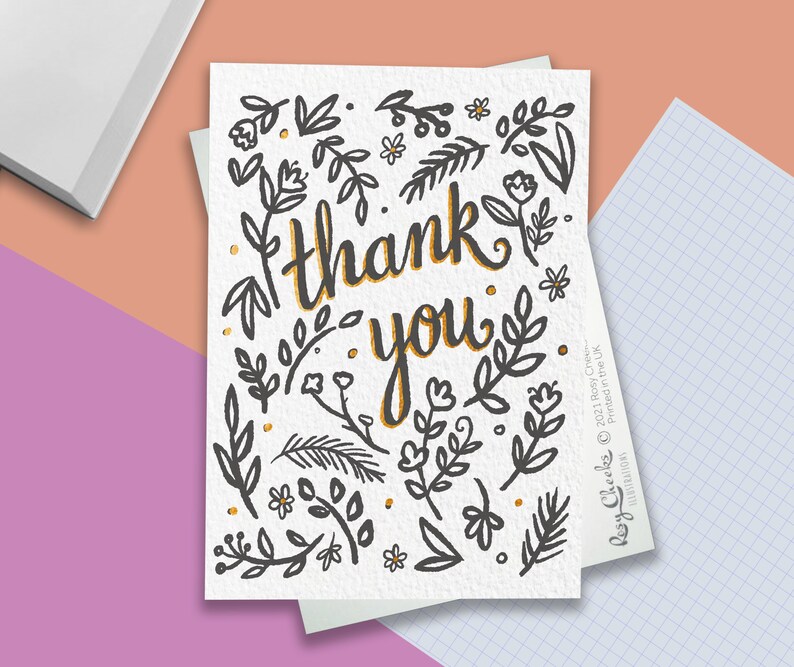 black leaf and bronze Thank You card