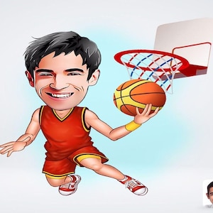 Personalized Male Basketball Player Drawing / Male Basketball Player Cartoon Drawing / Male Basketball Player Drawing