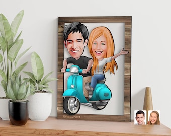 Amant caricaturé en bois 3D personnalisé, Art mural de couple, Portrait de dessin animé personnalisé, décoration d'intérieur en bois, cadeau d'anniversaire, cadeau de Noël, décoration murale