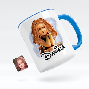 Personalized Girl / Witch / Little Girl / Anime Cartoon Blue Coffee Mug