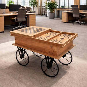 Smart multifunktionellt schack- och backgammonsoffbord bild 10