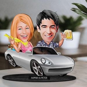Personalisierter 3D-Karikaturliebhaber aus Holz - Paarfigur-Schmuckstück, benutzerdefiniertes Karikaturporträt, Geburtstagsgeschenk, Weihnachten, Jubiläumsgeschenk
