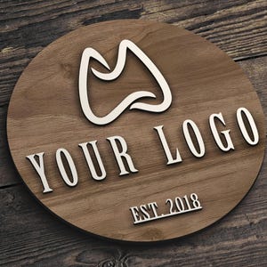 Personalized Wooden Logo Sign, Wooden Round Sign, Custom Wood Office Sign, Business Commerical Signage, Shop Logo Sign, Laser Cut Logo Sign