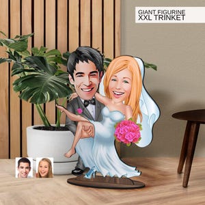 Personalized 3D Wooden Cartoon Marriage Oversized Figurine Trinket, Custom Caricature Portrait, Valentines Gift, Home Decor, Wedding Gift
