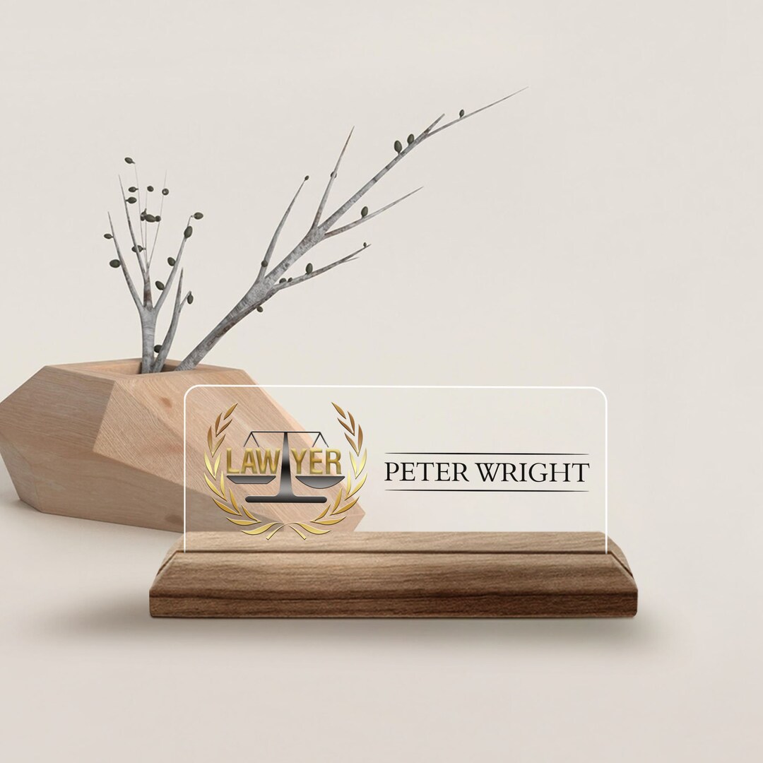 Attorney Glass Office Desk Name Plate, Clear JD Judge Nameplate, Lawyer Appreciation Gift, Juris Doctor Law School Graduation - UK