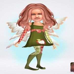 Personalisierte Fee Mädchen Zeichnung / Kind Cartoon Zeichnung / Mädchen Kinder Zeichnung / Halloween Geschenk, Happy Halloween