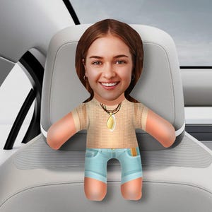 Personalized Funny Face Car Seat Baby Pillow, Customized Soft Face Pillow, Face Pillow for Car and Chair, Funny Automobile Pillow