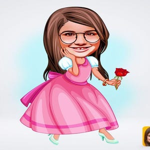 Personalisierte Prinzessin Mädchenzeichnung / Kind Cartoon Zeichnung / Mädchen Kinderzeichnung