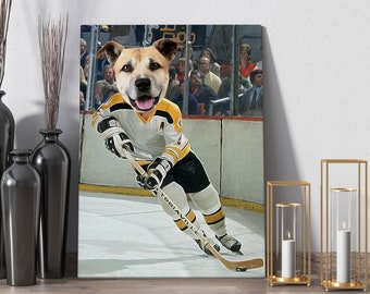 Custom Hockey Dog Portrait . Boston Pet Portrait . Boston 