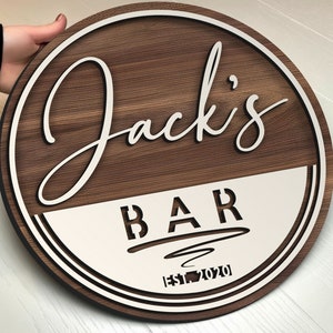 Personalized Bar Sign, Round Wooden Sign, Custom Wood Sign, Home Bar Sign, Cabin, Man Cave, Pub, Bar Decor, Rustic Home Decor, Basement Bar