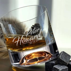 Whiskey Stones and Personalized Named Whiskey Glass Set, Special Whiskey Set Gift for Best Man, Gift for Him, Engraved Whiskey Glass Set