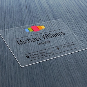 Personalisierte klare Acryl Laser Cut Visitenkarte, Benutzerdefinierte klare Acryl Laser Cut Visitenkarte, persönliche Karte, Visitenkarte mit Logo, Laser Cut Karte