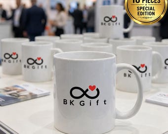 Custom Logo Mug Set of 10 – Personalized Corporate Coffee Cups – Business Promotional Mug – Printed Ceramic Office Gift
