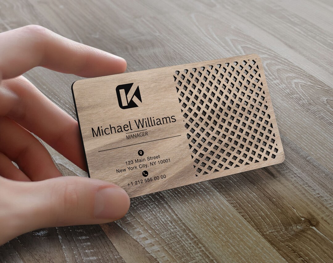 Personalized Wood Laser Cut Business Card, Custom Wooden Business Card