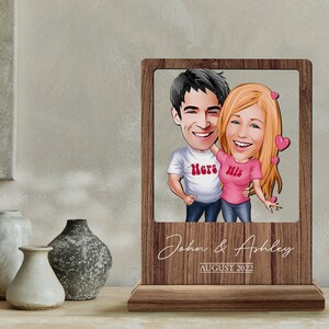 Personalisierte Holz handgemachte 3D Cartoon Named Liebhaber Paar Platte Schmuckstück, Benutzerdefinierte Cartoon Portrait, Valentinstag Geschenk, Wohnkultur, Holz Kunst