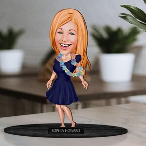 Spersonalizowana 3D drewniana figurka dziewczyny z kreskówek, żony, niestandardowy portret z kreskówek, prezent urodzinowy, prezent świąteczny, prezent rocznicowy