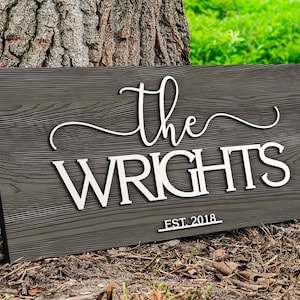 Custom Wood Sign, Personalized Family Name Sign, Wooden Last Name Sign, Wedding Gift, Home Wall Decor, Anniversary Gift, Housewarming Gift