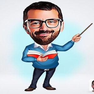 Personalized Male Teacher Drawing / Male Teacher Cartoon Drawing / Male Teacher Drawing