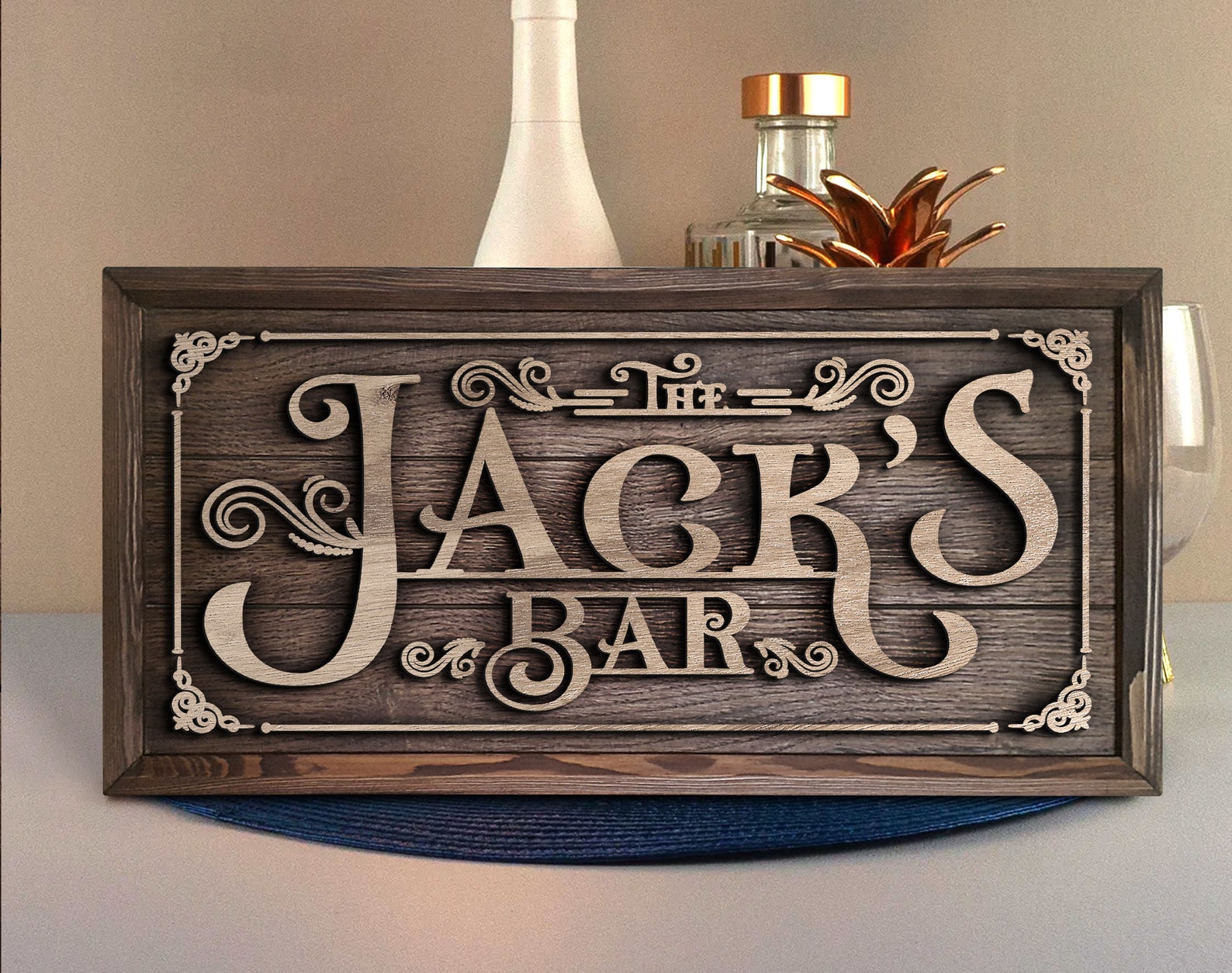 Personalized Handmade Oak Tree Bar Sign Custom Wood Bar Sign Etsy