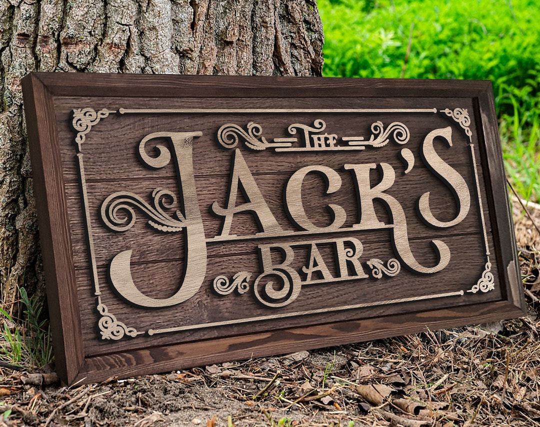 Personalized Handmade Oak Tree Bar Sign, Custom Wood Bar Sign, Bar and