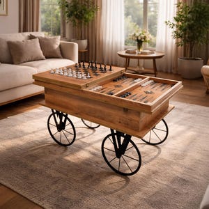 Smart multifunktionellt schack- och backgammonsoffbord bild 3