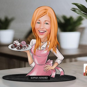 Personalized 3D Wooden Cartooned Chef Figurine Trinket, Custom Cartoon Baker Portrait, Birthday Gift, Christmas Gift, Gift for Her