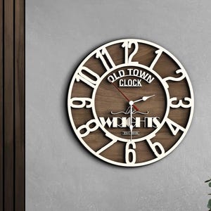 Personalized 3D Wooden Oversized Wall Clock, Custom Large Wall Clock, Old Town Wall Clock, Rustic Home Decor, Minimalist Decor, Wedding Gift