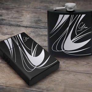 Set regalo con fiaschetta e scatola per sigarette incisa al laser personalizzata, fiaschetta personalizzata da 6 once, custodia per sigarette in metallo, il miglior regalo per lui
