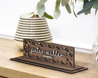 Personalized Handmade 3D Wooden Name Plate, Custom Laser Cut Table Name Plate, Decorative Name Plates, Office Decor, Anniversary Gift