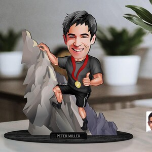 Personalisierte 3D Holz Cartooned Kletterer Figur Schmuckstück, Benutzerdefinierte Cartoon Porträt, Geburtstagsgeschenk, Weihnachtsgeschenk, Geschenk für ihn
