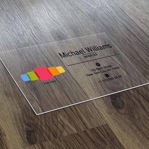 Personalisierte klare Acryl Laser Cut Visitenkarte, Benutzerdefinierte klare Acryl Laser Cut Visitenkarte, persönliche Karte, Visitenkarte mit Logo, Laser Cut Karte