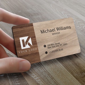 Personalized Wood Laser Cut Business Card, Custom Wooden Business Card, Personal Card, Busineess Card with Logo, Laser Cut Wood Card