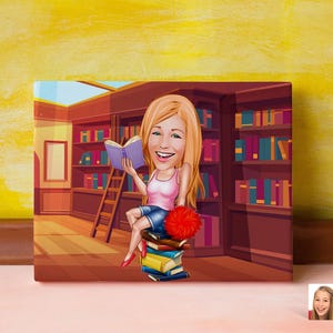 Personalized Student Caricature Drawing, Cartoon from Photo, Custom Schoolgirl Portrait Drawing, Digital Art, Bobblehead, Gift for Her