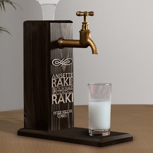 Personalized Embossed Name Wood Raki Dispenser, Wine, Vodka, Whiskey, Dispenser, Whiskey Fountain, Beverage Dispenser, Drink Dispenser