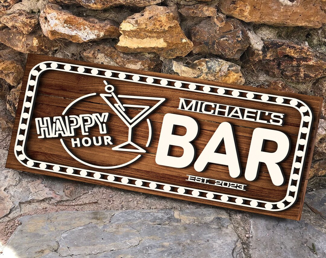 Custom Natural Wood Bar Sign, Personalized Pub Sign, Whiskey Bar Sign ...