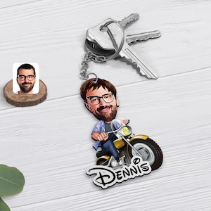 Coiffeur personnalisé / Chef / Motard / Pêcheur / Barbecue / Avocat / Chimiste / Pianiste Porte-clés en bois dessin animé