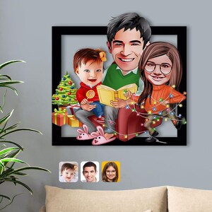 Personalisierte Weihnachtsfamiliengeschenkidee, 3D-Holztisch mit Familienkarikatur, einzigartiges Geschenk für die Familie, Geschenkidee 2022