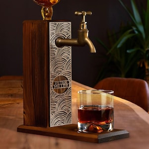 Personalized Embossed Name Wooden Whiskey Dispenser, Wood Dispenser, Liquor Dispenser, Whiskey Fountain, Beverage Dispenser, Drink Dispenser