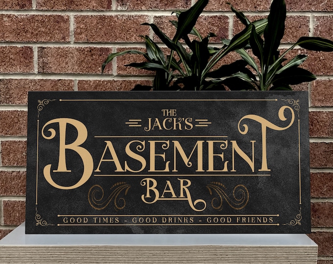 Personalized Canvas Bar Sign, Custom Canvas Bar Frame, Pub, Pub Shed, Man Cave Decor, Home Bar Decor, Basement Bar Decor, Gift for Man