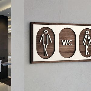 Restroom Door Sign, Men Women WC, Toilet Entrance, Restaurant Sign, Toilet Sign, Wood WC Symbol, Toilet Door Plaque, Gender Restroom Plate
