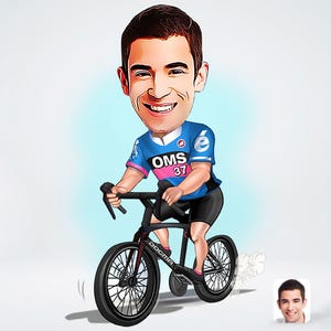 Radfahrer mit personalisierter Karikatur, Fahrradfahrer spezielles digitales Design, Sport spezielles Geschenk, Fahrradgeschenk, Radfahrergeschenk