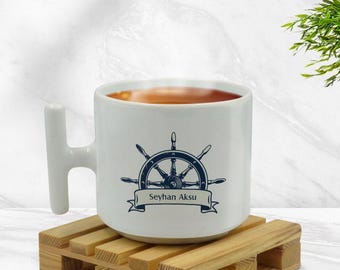 Personalized Captain Mug, Boat Captains Coffee Mugs, Personalized Gifts, Customized, Boater Sailboat Sailing Cup Travel Mug Tin