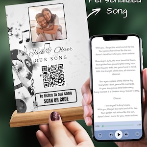 Personalized Song QR Code Wooden Decor, QR Code Table and Coffee Table Decor, Gift for Lover, Valentine&#39;s Day Gift, Special Song for You