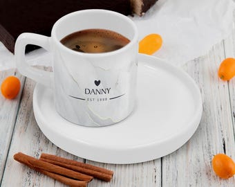 Customized Name Espresso / Turkish Coffee Cup Set, Personalized Espresso Cup, Gift for Coffee Lovers, Housewarming Gift, Birthday Gift