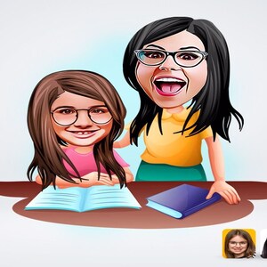 Personalized Mother and Daughter Caricature Drawing / Mother and Daughter Cartoon Drawing /  Family Digital Drawing