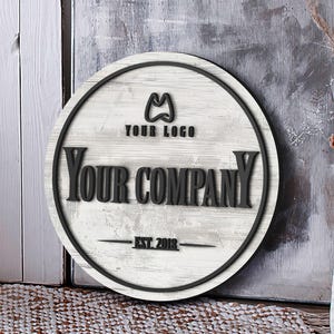 Personalized Wooden Logo Sign, Wooden Round Sign, Custom Wood Office Sign, Business Commerical Signage, Shop Logo Sign, Laser Cut Logo Sign image 6
