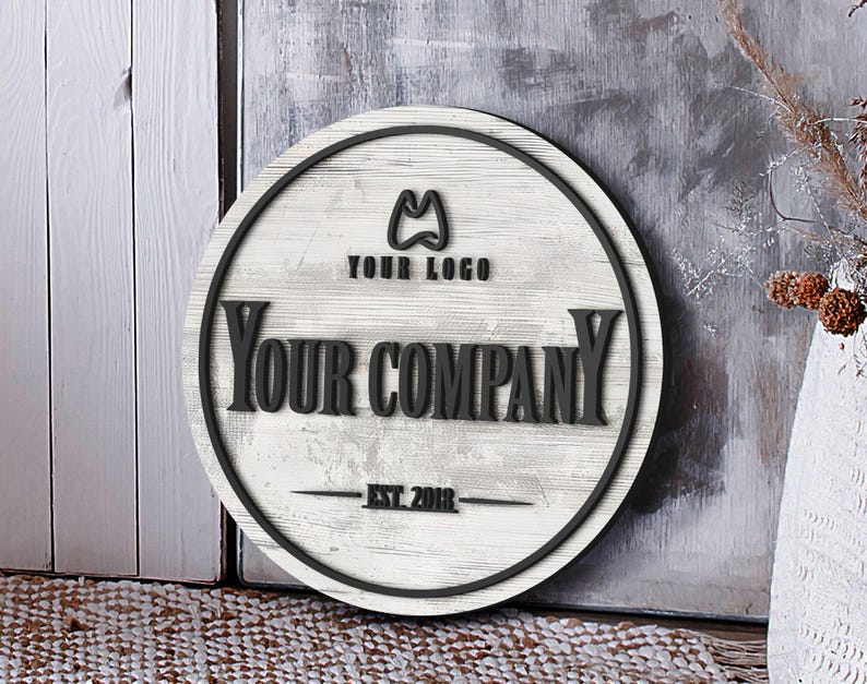 Personalized Wooden Logo Sign, Wooden Round Sign, Custom Wood Office Sign, Business Commerical Signage, Shop Logo Sign, Laser Cut Logo Sign image 6
